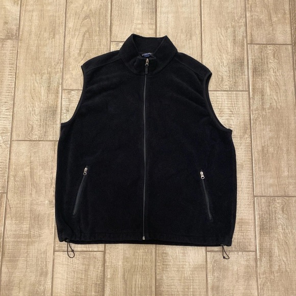 Lands' End Other - Lands' End Vest Unisex XXL Black Fleece Full Zip Pockets USA Outdoors Hiking